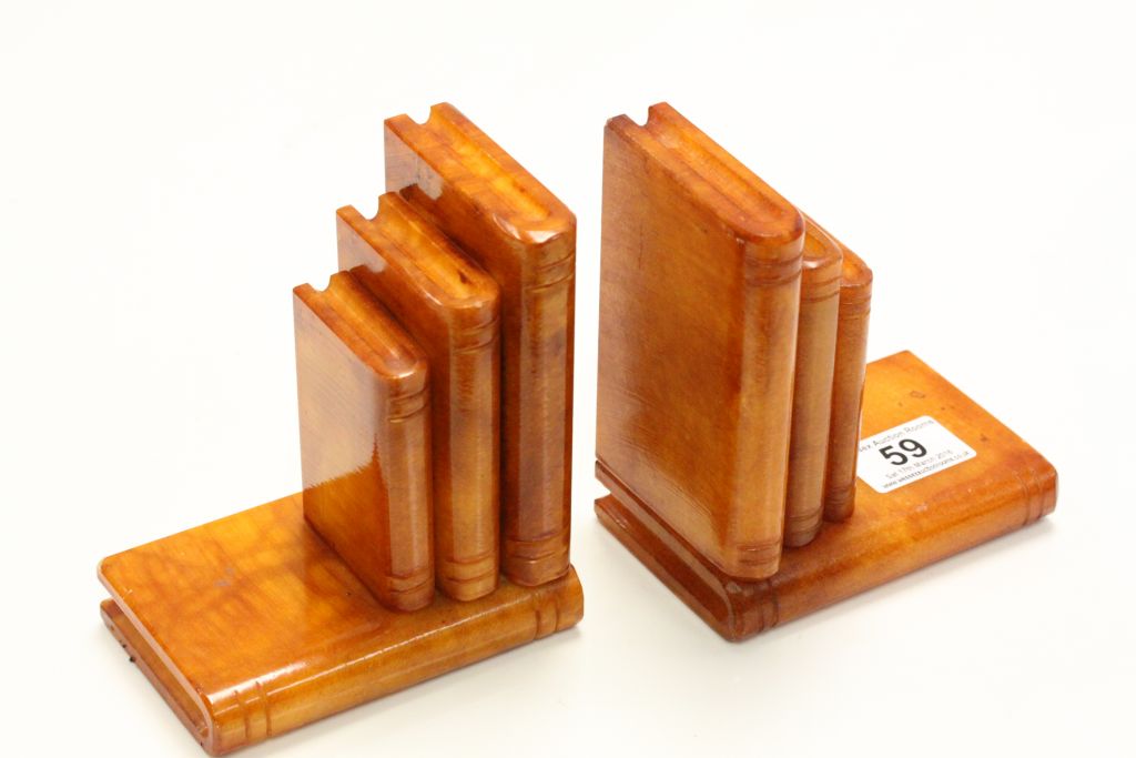 Pair of Alabaster Bookends in the form of Books