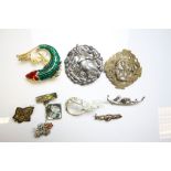 Collection of vintage Hallmarked Silver & other brooches