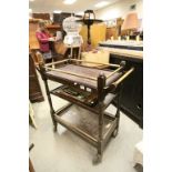 Mahogany Effect Three Tier Serving Trolley with Brass Rails and Brass Coal Scuttle