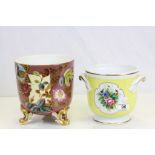 Two vintage ceramic planters with hand painted decoration
