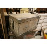 Large 19th century Teak Seaman's Chest with Two Fitted Compartments and Rope Handles