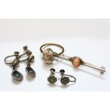 Small collection of vintage jewellery to include; Taxco pair of Silver earrings with Turquoise