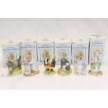 Six boxed Royal Albert Beatrix Potter figures to include; Diggory Diggory Delvet, Ribby and the