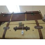 Early 20th century Canvas and Leather Bound Suitcase with White Star Line Labels together with a