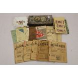 A Selection of Military ephemera to include postcards, ration books and civil defence etc, to also