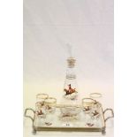 Vintage Hunting Scene Glass Decanter and Six Tot Glasses Set together with a Hunting Scene Glass