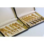 Janis Collection boxed set of six 24k Gold plated Fruit knives & another of forks
