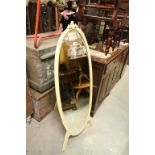 Painted Wooden Oval Cheval Mirror with Easel Back