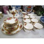 Royal Albert ' Old Country Roses ' Tea Set comprising Tea Pot, Milk Jug, Sugar Bowl, Six Tea Cups,