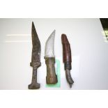 Three vintage Middle Eastern Pesh type Daggers