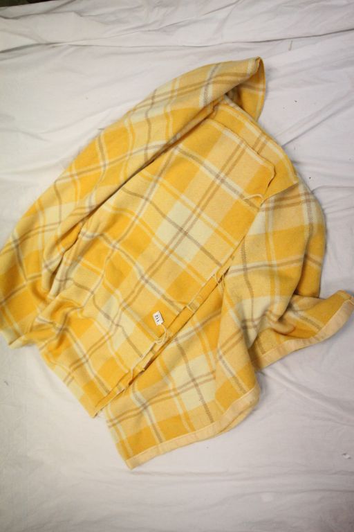 French Yellow and Cream Checked Wool Blanket