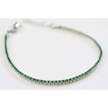 Silver and Emerald line bracelet