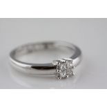 18ct White Gold Diamond cluster ring of 25 points