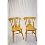 Pair of Beech Wood Lathe Back Kitchen Chairs