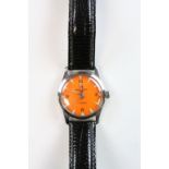 Henry Sandoz 17 jewel Gents wristwatch with Orange dial and sweep seconds hand