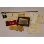 Collection of items relating to the Women's Land Army to include ephemera, arm band and presentation