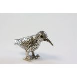 Cast Silver water bird with Ruby eyes