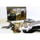 Small collection of vintage brooches and buckles to include Enamel & Cut Steel