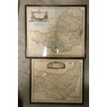 Framed and Glazed Antique Hand Coloured Robert Morden Map Engraving of Somerset Shire together