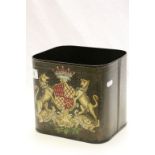 Toleware Paper Bin decorated with a Crest
