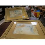 Pair of Gilt Framed Watercolours indistinctly signed , Mid 19th century, Brook & River Scenes