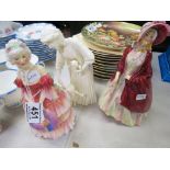 Two Royal Doulton Figures HN1517 and another plus Royal Worcester First Steps Blanc Figure