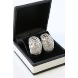 Pair of large Silver and CZ hoop earrings