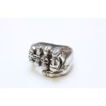 Unusual Silver ring in the Gothic style in the form of a fist