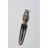 Silver bookmark with owl finial