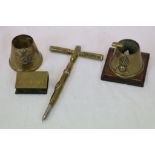 A selection of Trench Art items attributed to The Royal Engineers to include Matchbox holder,