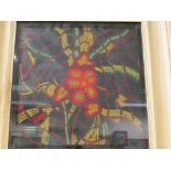 Modern school studio framed oil painting abstract designed formed by dots. Unattributed.