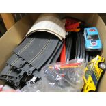 Collection of Scalextric to include Three Slot Cars, Track and Accessories