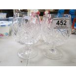 Four Edinburgh Crystal Cut Glass Brandy Glasses