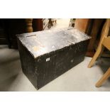 Vintage Painted Pine Tool Box with Sloping Lid fitted with some wooden and other tools