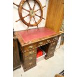 19th century Mahogany Twin Pedestal Desk with Red Leather Inset top