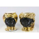 Pair of 1960's Italian Fornasetti Style Blackamoor Ceramic Planters