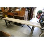 Scafford Plank Top Bench set on an Industrial Metal Base