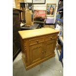 Pine Dresser Base with Two Drawers above Two Cupboard Doors