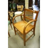 Air Ministry marked Mid 20th century Oak Office Elbow Chair with Slatted Seat dated 1959