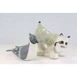 Strawberry Hill Pottery Jay & Cat figurines