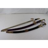 Three Indian reproduction swords, two with scabbards (3)