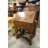 Early 20th century Dutch Style Walnut Bureau , the hinged front opening to reveal a fitted