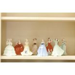 Collection of eight Coalport figures of maidens to include Debutantes Nina, Debutantes Love Token,