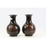 Pair of vintage Lacquered metal Vases