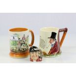 Small Royal Doulton ' Gone Away ' Huntsman Character Jug, Arthur Wood Hunting Mug and a Crown