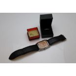 Gents designer style wristwatch, cognac dial, Arabic numerals
