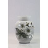 A mid 20th century Royal Copenhagen porcelain ovoid vase decorated with Anemone flowers and a