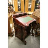 Reproduction Mahogany Effect Davenport, the interior fitted with eight small drawers, the base