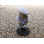 Reconstitiuted Stone and Painted Garden Golfing Pig