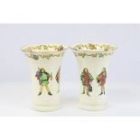 Pair of Royal Doulton flared vases with Minstrel decoration